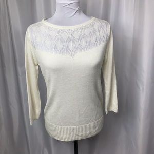 NWT Beautiful Off White Sweater w/ Lace Detail